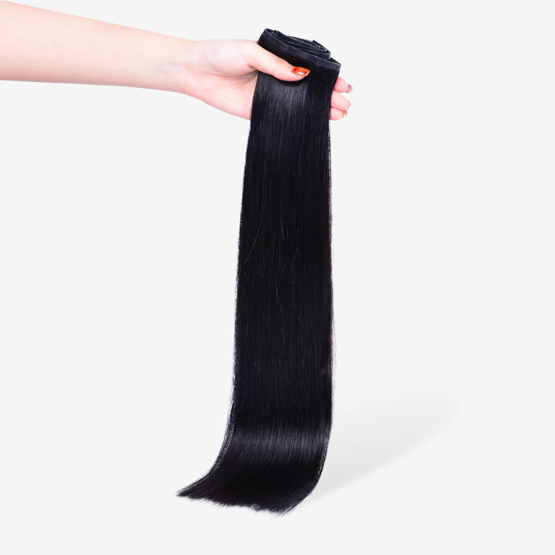 jet black clip in hair extensions