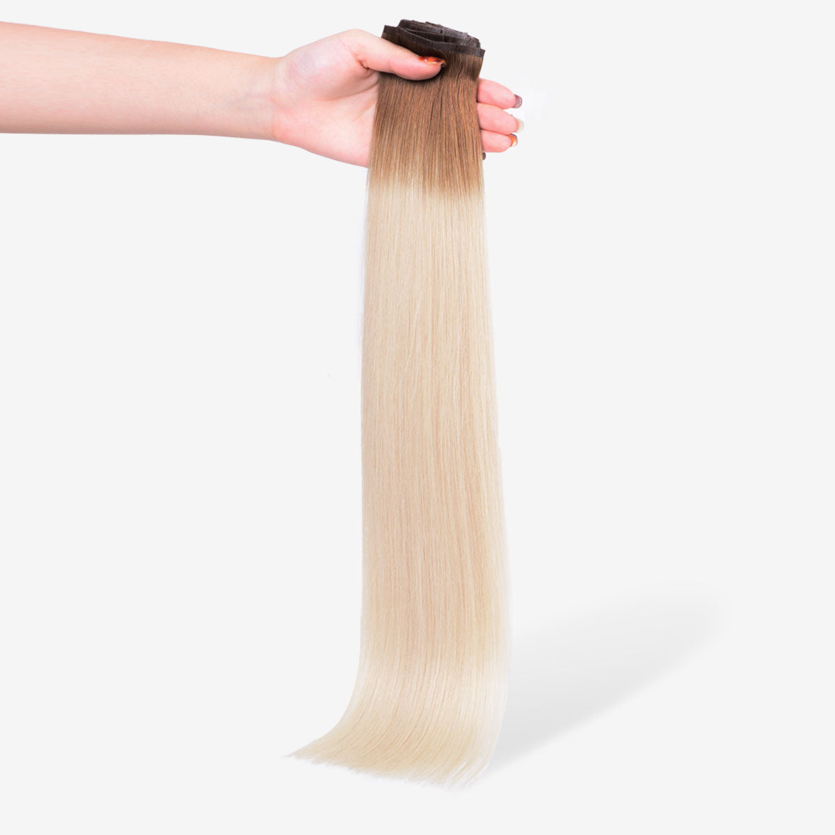 Brown To Platinum Blonde clip in hair extensions