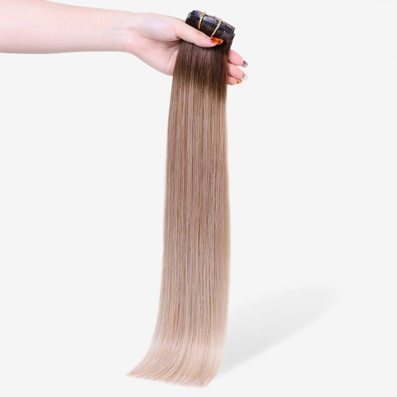Ash Brown & Platinum Blonde clip in hair extensions